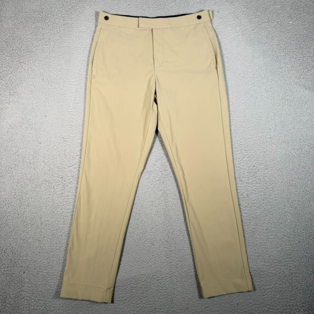 Rhone Pants Mens 31x29 Brown Pro Commuter Tech Trouser Cuffed Chino Preppy Logo